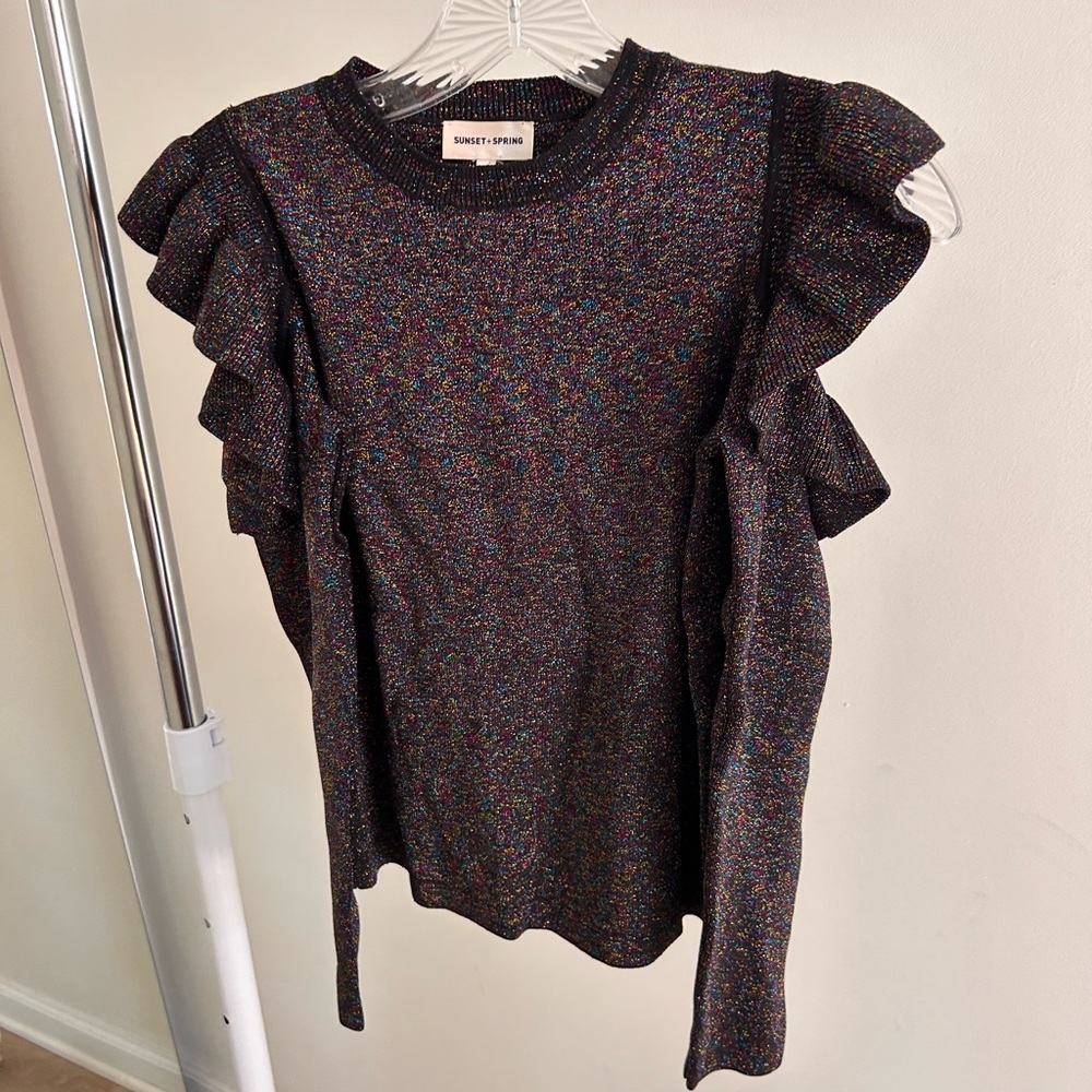 Vibrant Ruffle Sleeve Blouse
